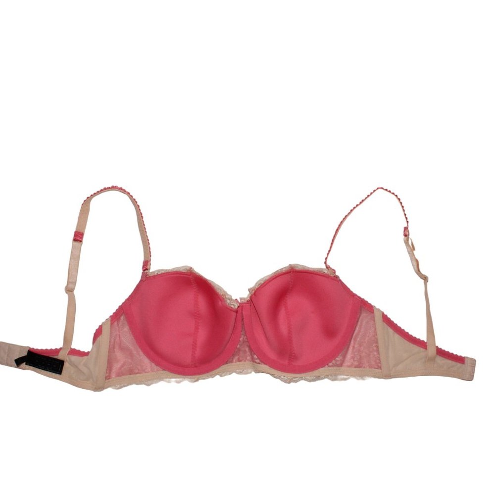 Heidi Klum Intimates Sz 36D Sofia Contour Bra Salmon Pink Cream Lace Cup H75-261 - Picture 5 of 9